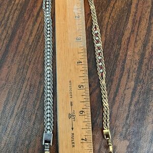 Gold and Silver Link Bracelet Pair